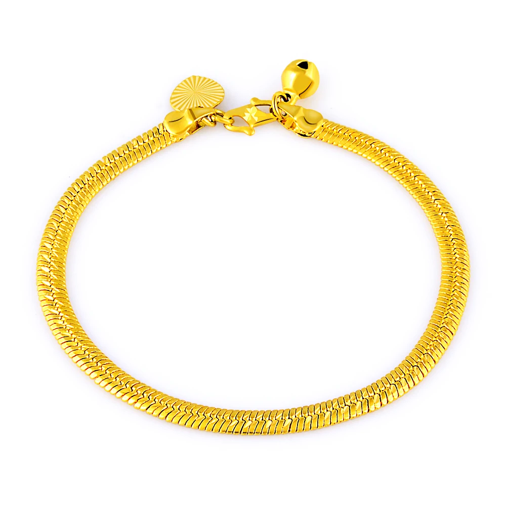 24K Gold Filled Mens Bracelet,Wholesale Pure Gold Color Jewelry Bracelet For Women Men Party Gifts Wedding Fast Fashion Jewelry