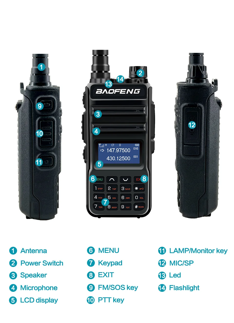 2PCS BaoFeng UV10R Pro 10W Walkie Talkie Transmitter Long Range UV-10R Pro Two Way Radio 128CH VHF UHF 136-174Mhz 400-520Mhz