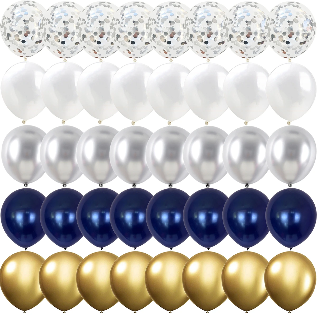 40/14PCS Dark blue Gold Silver Metal Latex Confetti Balloons Birthday Wedding BabyShower Decorations New year Globos