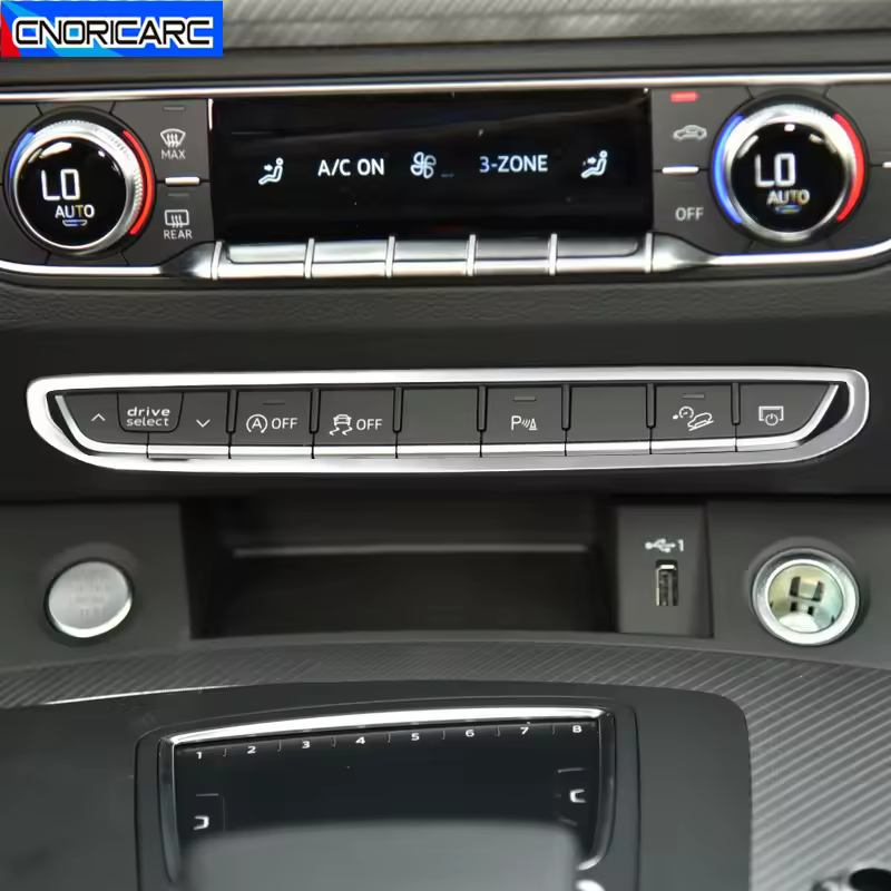 Center Console Button Frame Carbon Pattern Decoration Decals Car For Audi Q5 FY 2018-2022 Stainless Steel Interior Accessories Похожие на AliExpress