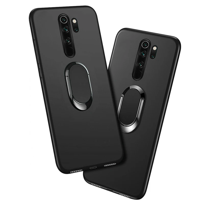 Cover For Xiaomi Redmi Note 8 Pro Case Classic Finger Ring 360 Degree Rotation Soft Silicon