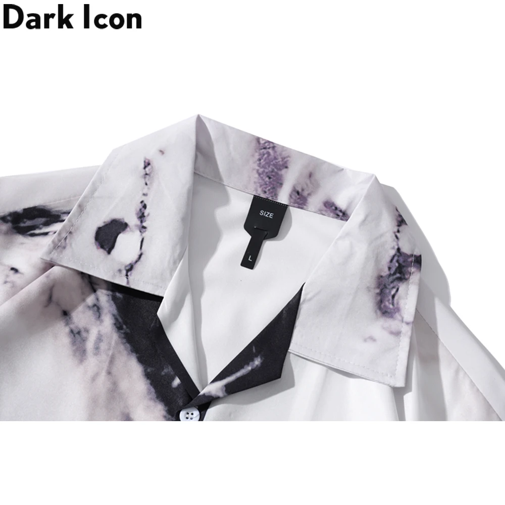 Dark Icon Vintage Street Men\'s Shirts Short Sleeve Summer Thin Material Hawaiian Shirt Man Blouse Male Top