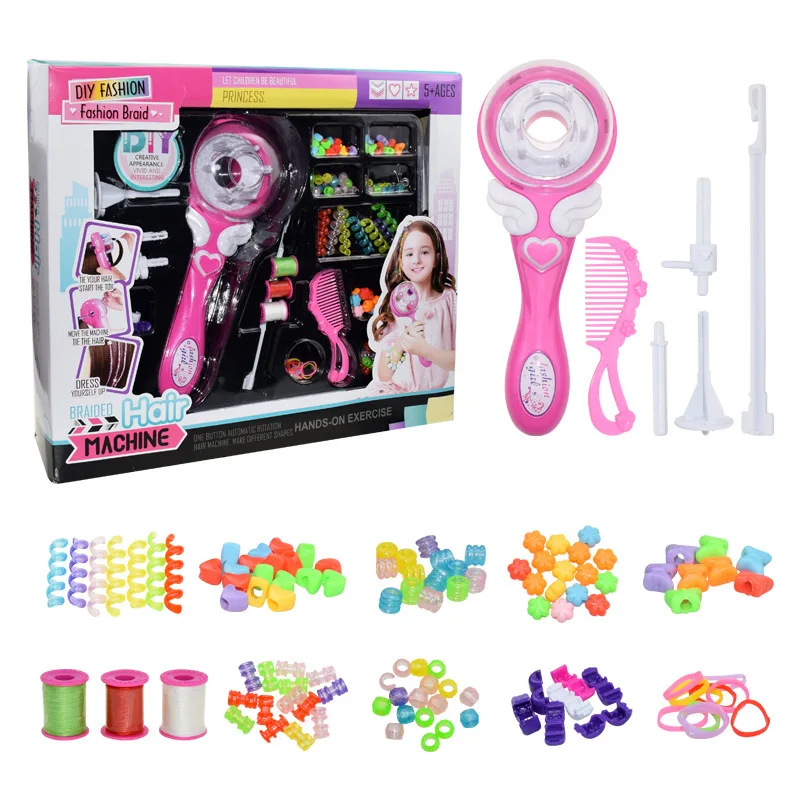 Girls Electric Automatic Hair Braid DIY Stylish Hairstyle Tool Weave Roller Pretend Kids Toy set Gift