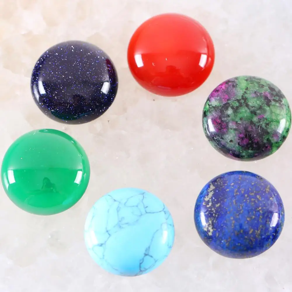 5Pcs/Lot 20MM Round Cabochon Stone For Jewelry Making No Hole Flat Back Cabochon Cab Bead Gem Crystal Howlite Pendant Stone Bead