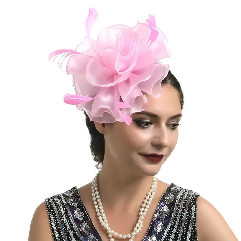 Fashion Feather Mesh Fascinator Hat Hair Clip Women Cocktail Wedding Party Bridal Hat Fascinator Ladies Dress Hair Headband