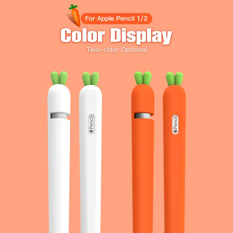 Étuis à crayons carotte pour Apple, étui en silicone souple pour stylet ISub, manchon pour stylet de tablette Apple, 1, 2, mignon