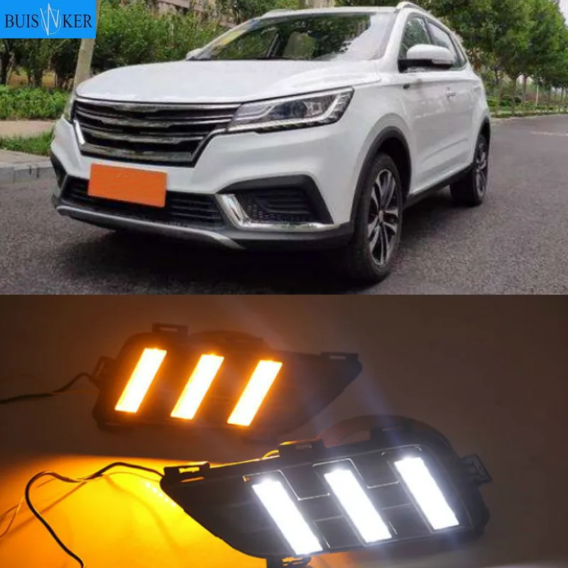 

LED DRL Fog lamp driving lights with Yellow Turn Signal Function For Roewe RX3 2018 Daytime running lights