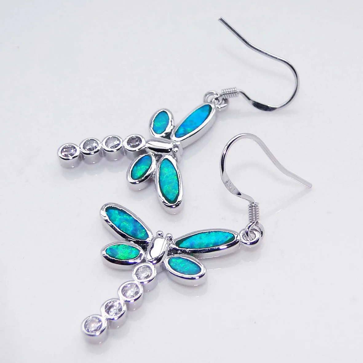 Dragonfly Small Female Earrings Small Blue Opal Earrings Women\'s Fashions