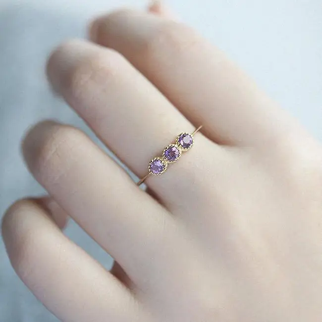 Designer original natural amethyst lavender color opening adjustable ring elegant and beautiful ladies silver jewelry