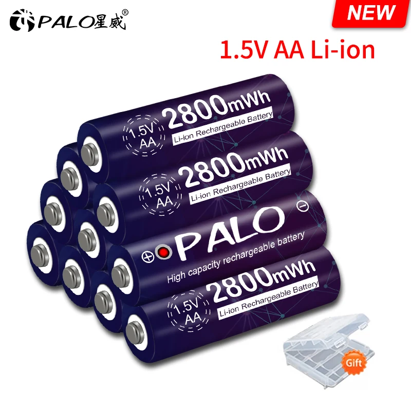 Литий-ионный аккумулятор полимерные аккумуляторы для термометра игровая консольная игрушка PALO 1,5 V AA литий-ионный аккумулятор 2A 1,5 V 2800mWh