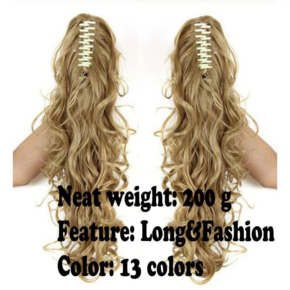 AZQUEEN Synthetic Long  Thick Wave Pony Fiber Claw Clip Wavy Ponytail Extensions Clip In Hair Extensions For Women