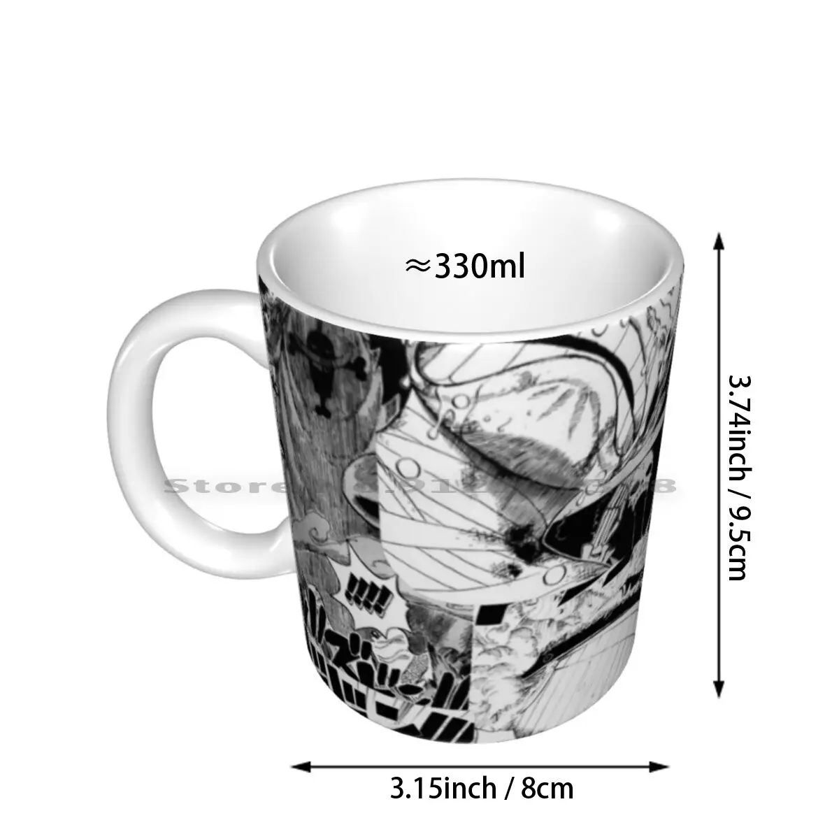 Manga Collage Ceramic Mugs Coffee Cups Milk Tea Mug Anime Manga Luffy Zoro Shonen Nami Weeb Japan Whitebeard Pirates Creative