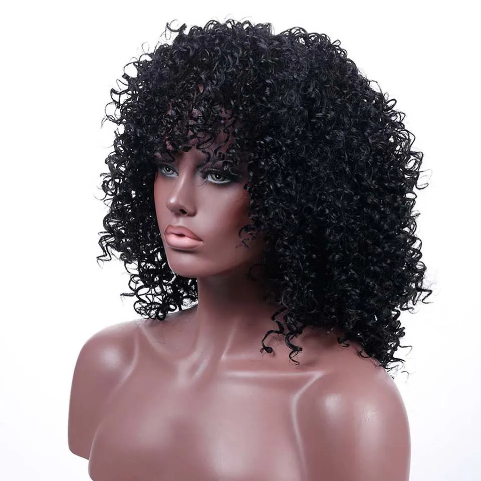 Perucas encaracoladas afro curtos do mumupi para o cabelo preto natural africano americano macio do cabelo resistente ao calor das perucas