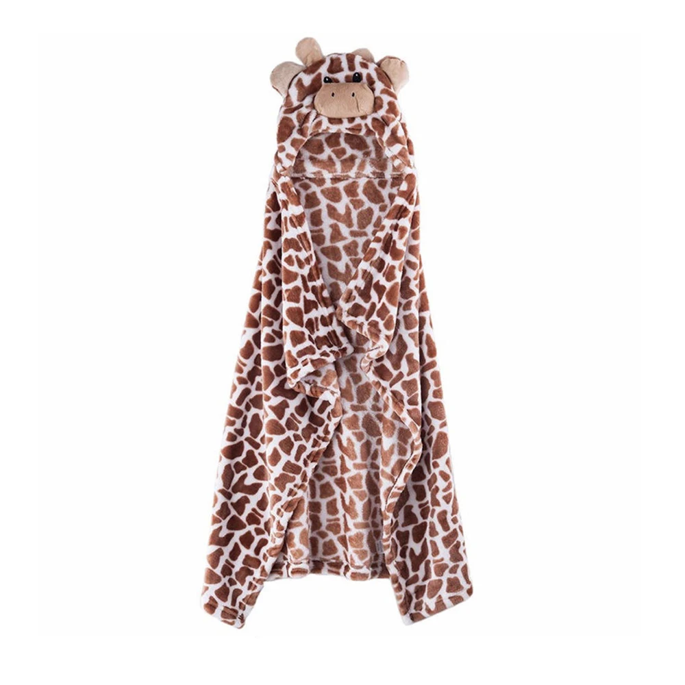 100cm Cute Baby Hooded Bathrobe Soft Infant Newborn Baby Cartoon Giraffe Bear Shaped Towel Blanket Baby Bath Towel Washcloth