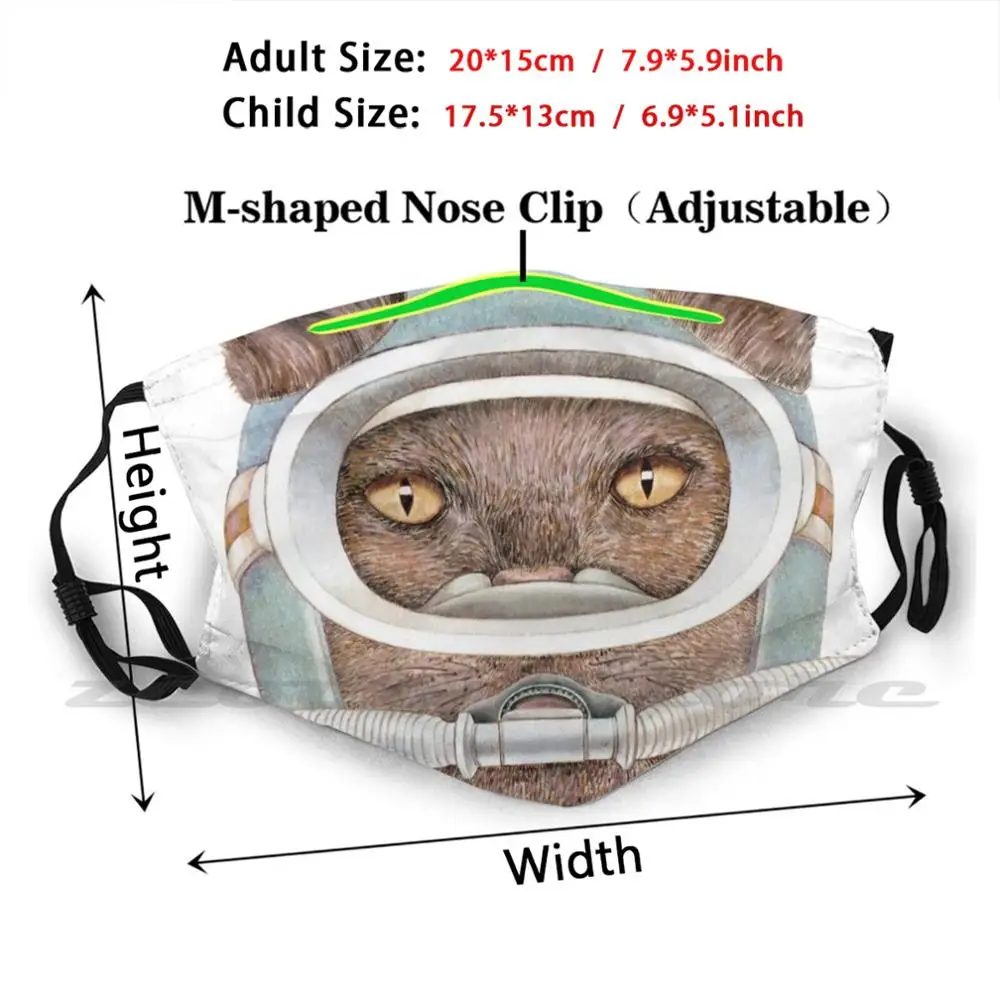 Scuba Cat Mask Adult Child Washable Pm2.5 Filter Logo Creativity Scuba Cat Cats Scuba Diver Life Aquatic Theme Sea