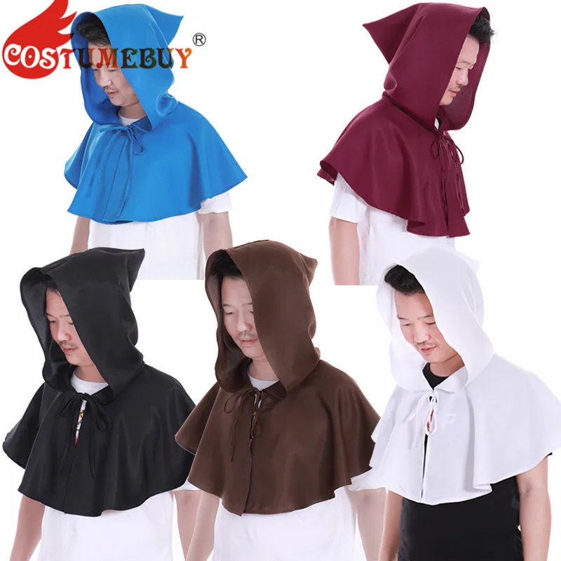 Costume homem medieval traje renascentista capa poliéster capelet larp manto chapéu capa unisex halloween cosplay adereços