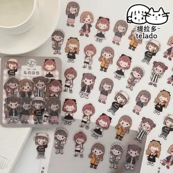 40pcst Kawaii Stationery Sticker Cartoon Mini girl Diary Planner Decorative Mobile Stickers Scrapbooking DIY Craft Stickers