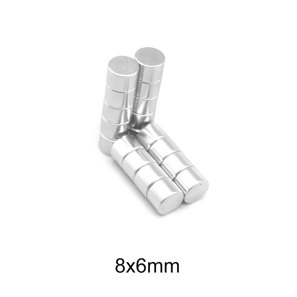 10~200PCS 8x6 mm Powerful Magnetic magnet 8mmx6mm Permanent Small Round Magnet 8x6mm Neodymium Magnet Super Strong magnets 8*6