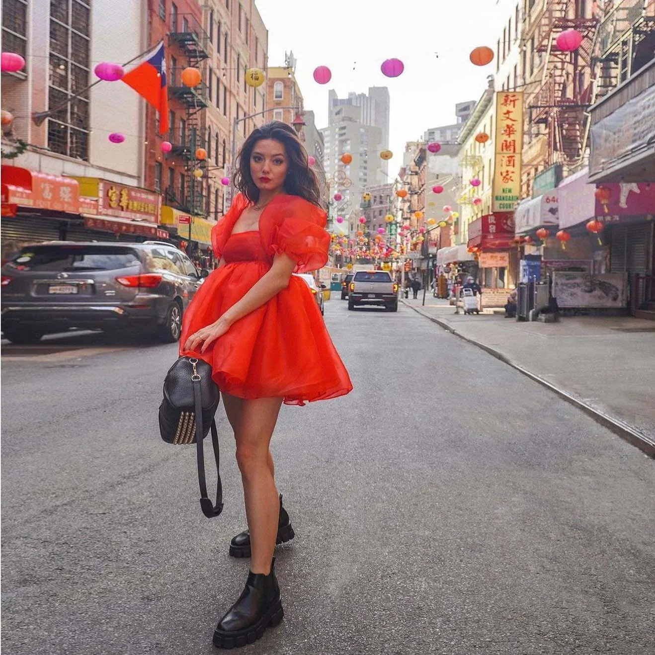 

High Street Orange Simple Fashion Boat Neck Skirts Tulle Ruffles Mini Dresses Birthday Party Colour Custom Made Plus Size