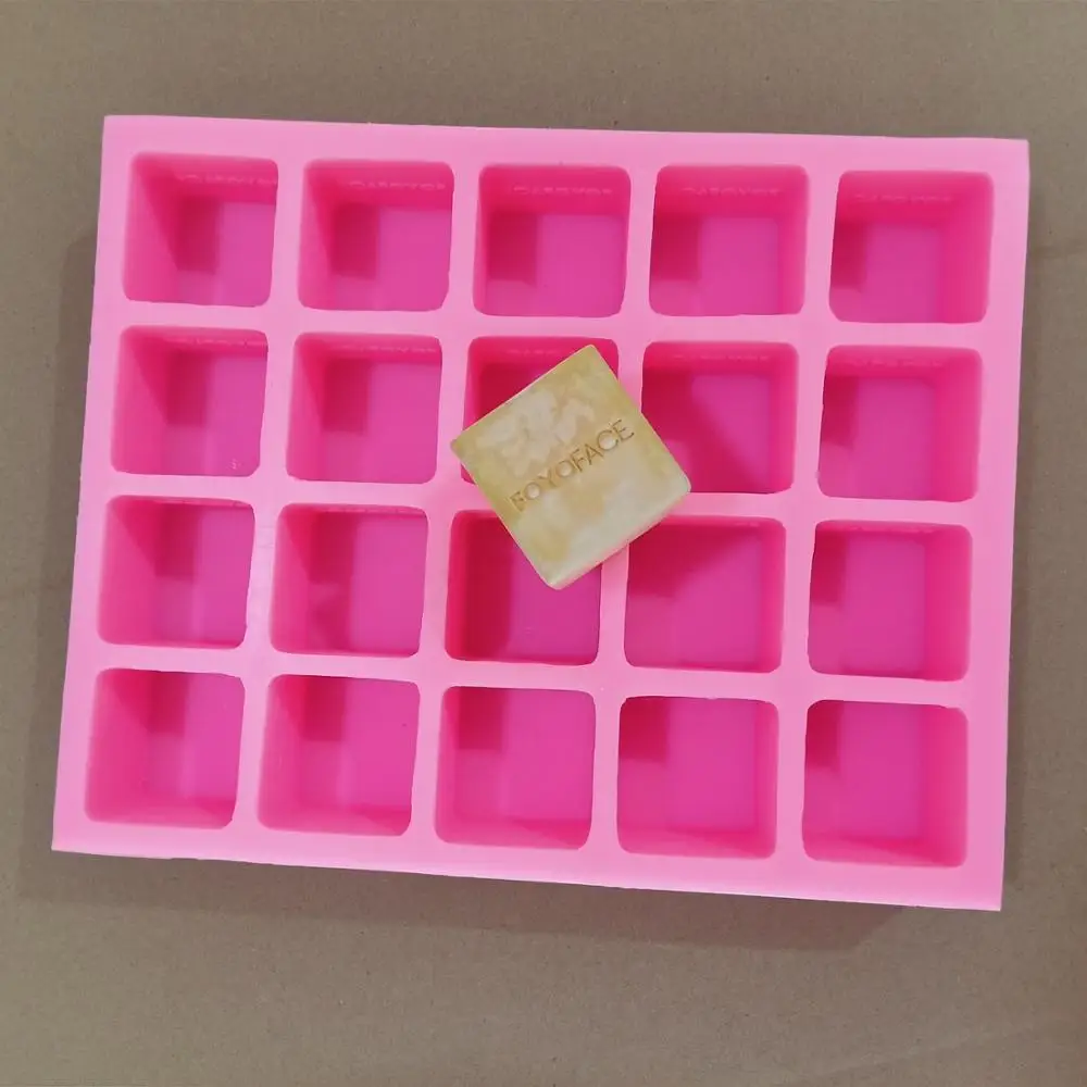 20 Cavities Custom Cubic Silicone Soap Mold with Logo Customize Bath Bomb Soap Molds Candle Wax Melt Silicone Mold