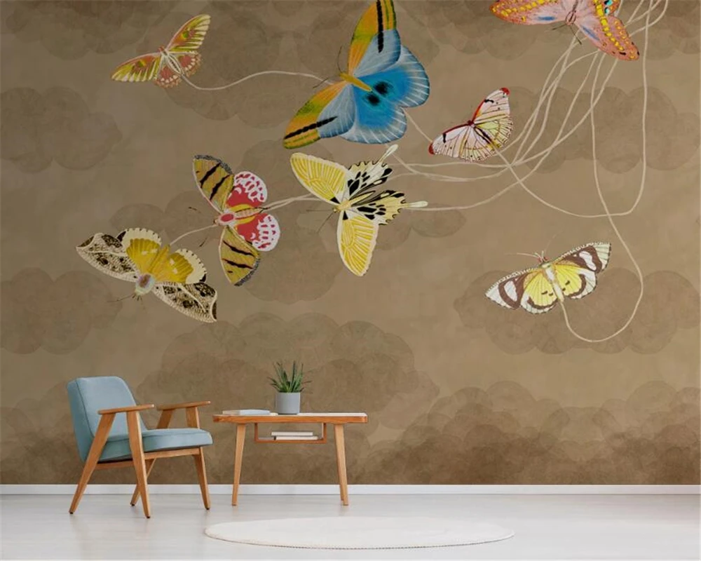 

Custom wallpaper modern hand painted butterfly art background mural home decoration living room bedroom 3d wallpaper