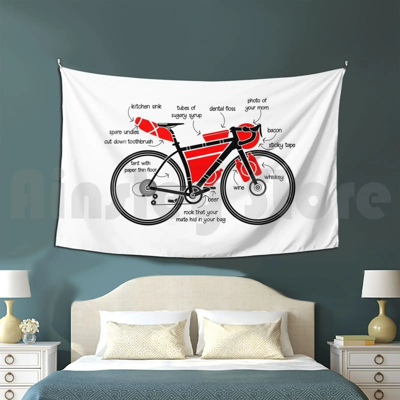 Tapestry Bikepacking Funny Gear List Hat Bike Packing Bikepacking Cycling Bike Cyclist Ride Rider