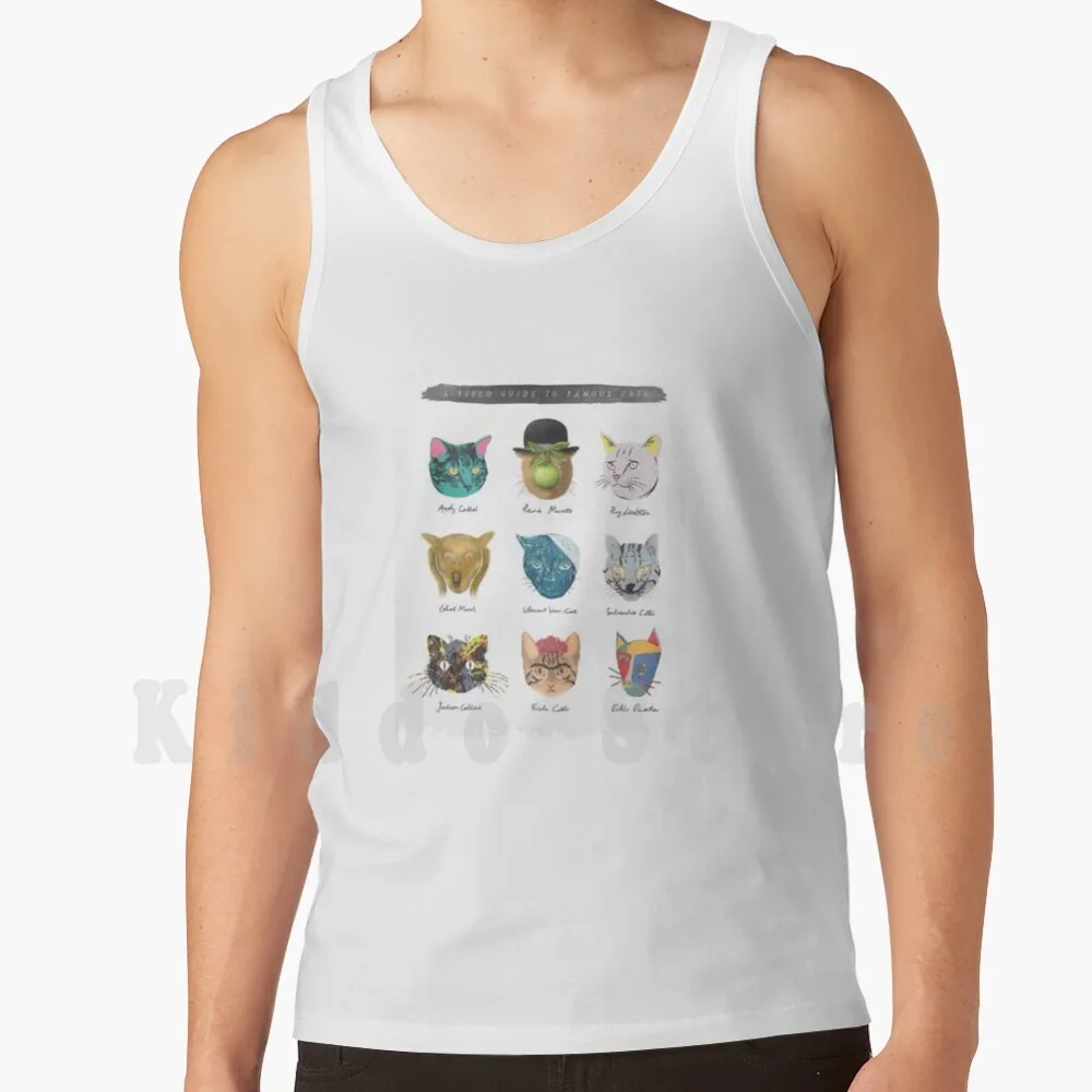 Famous Cats Tank Tops Vest 100% Cotton Cat Cats Salvador Dalì Vincent Van Gogh Edward Munch Pablo Picasso Rene Magritte