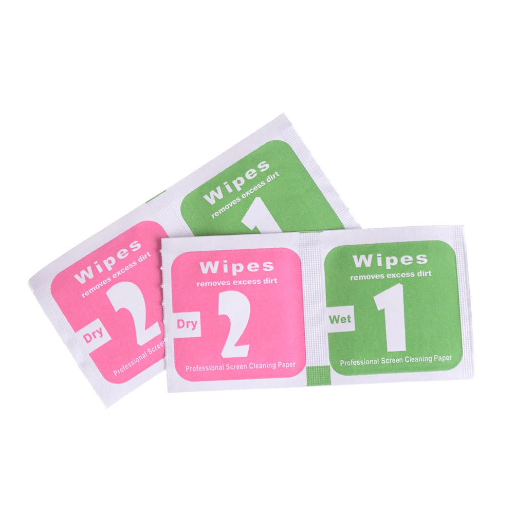 400pcs(200sets) New Camera Lens Phone LCD Screen Dust Removal Tool Dry Wet Cleaning Wipes Paper Set for Phones Computers