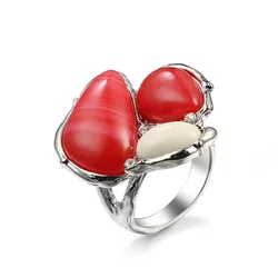 Vintage Antique Natural Stone Ring Fashion Silver Color Jewelry Finger Ring For Women Wedding Anniversary Rings 6-10