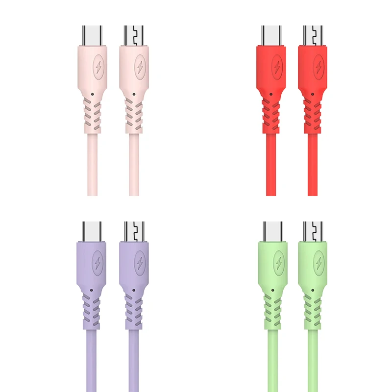 Micro USB Type-C Cable 2 in 1 USB Cable Fast Charging  Wire for Huawei xiaomi Quick Charge Wire Cord Color Liquid Silicone Cable