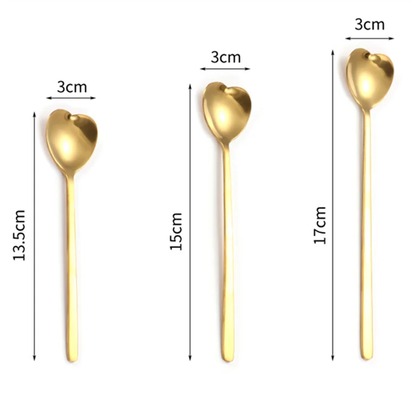 Creative Heart-Shaped Head Tea Spoon Stainless Steel Tableware Coffee Honey Ice Cream Mixing Spoons Kitchen Durable Cutlery