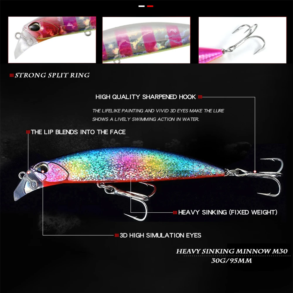 2020 Minnow Fishing Lure Bait Weights30g/10.2cm Winter Tackle Pesca Saltwater Lures Articulos De Pesca Isca Artificial Fake Fish