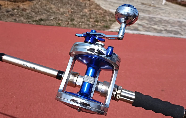 TR10000 Full Metal Heavy Trolling Reel Strong 30kg Drag Power Blue See Boat Fishing Big Drum Reel Right Hand Baitcasting Reel