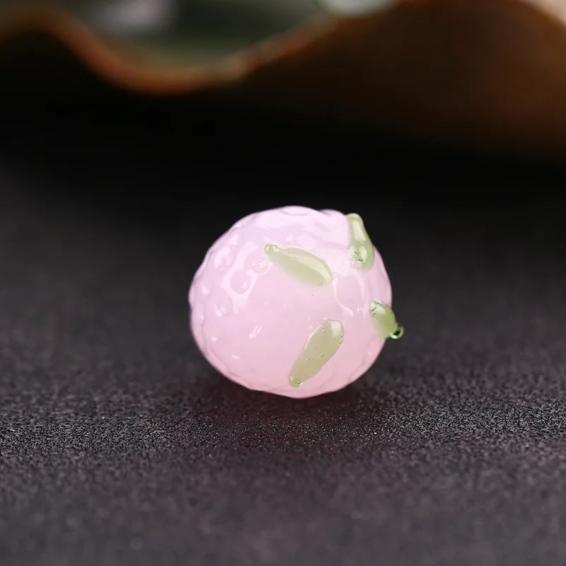 5 Buah Manik-manik Longgar Kaca Lampwork Buatan Tangan Bentuk Stroberi 15X13Mm untuk Temuan Kerajinan DIY Pembuatan Perhiasan