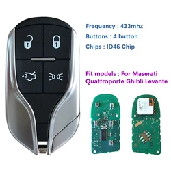 CN 089001   Nieoryginalny klucz z 4 przyciskami do Maserati Quattroporte Ghibli Levante Smart Remote 433mhz 46 Chip FCCID M3N 7393490