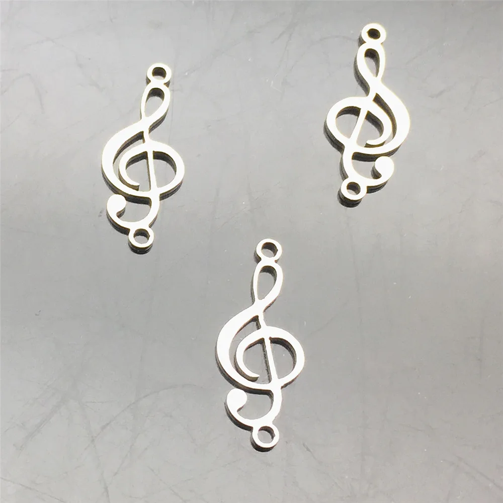 Musical-note Stainless Steel Connectors 10pcs Bright music note Charm Necklace Connector Diy Bracelet Jewelry Making Finding