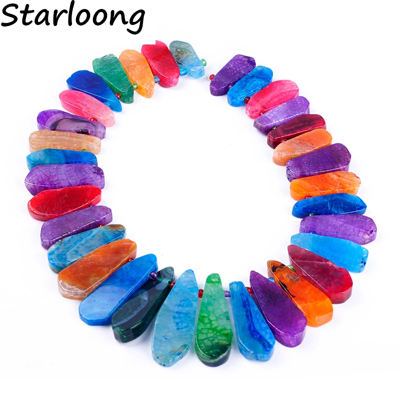 

Top Quality Semi-precious Multi-color Waterdrop Tower Chain Natural Agata Stone Beads DIY Jewelry Making For Jewelry Crafts