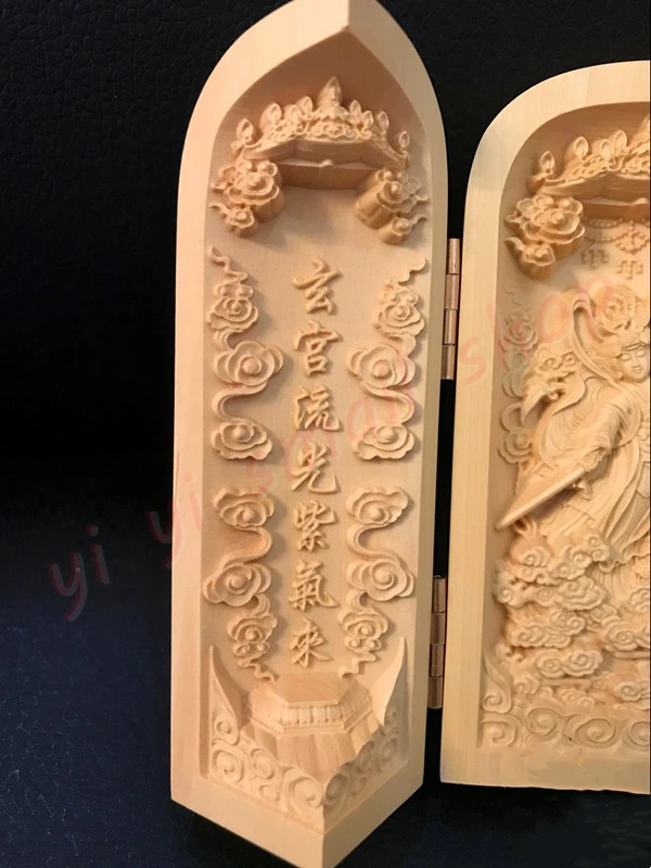 Xuannv-Taoist Statues, Boxwood, Carving, Jiutian Xuannv, Taoist, Dharma altar supplies, Sacrigal Ornaments