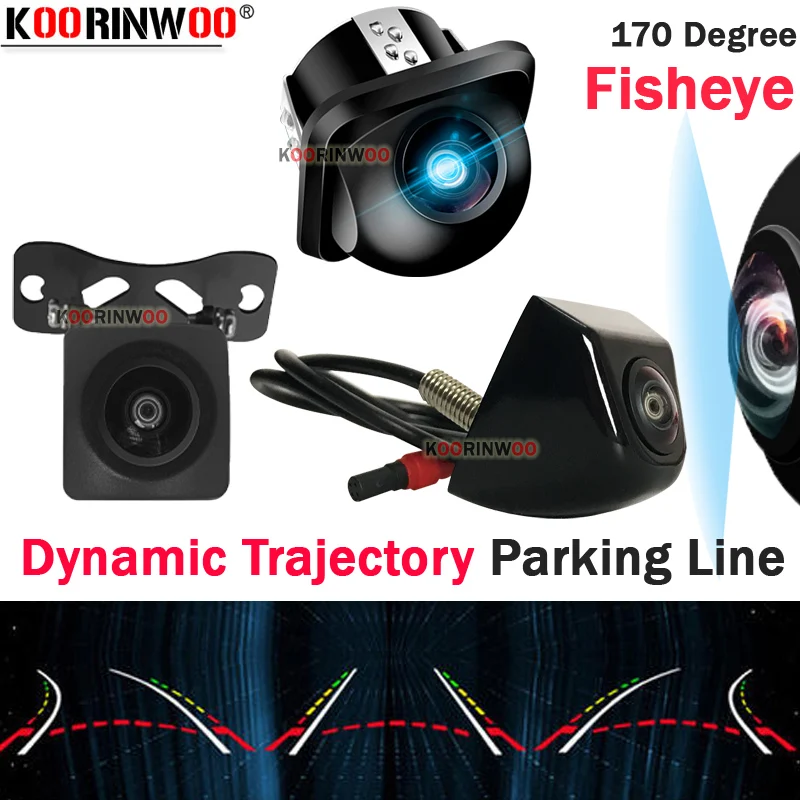 Koorinwoo 170 Wide angle Car Intelligent Dynamic Trajectory Tracks Parking Line Rear View Camera Reverse Camera For Android DVD