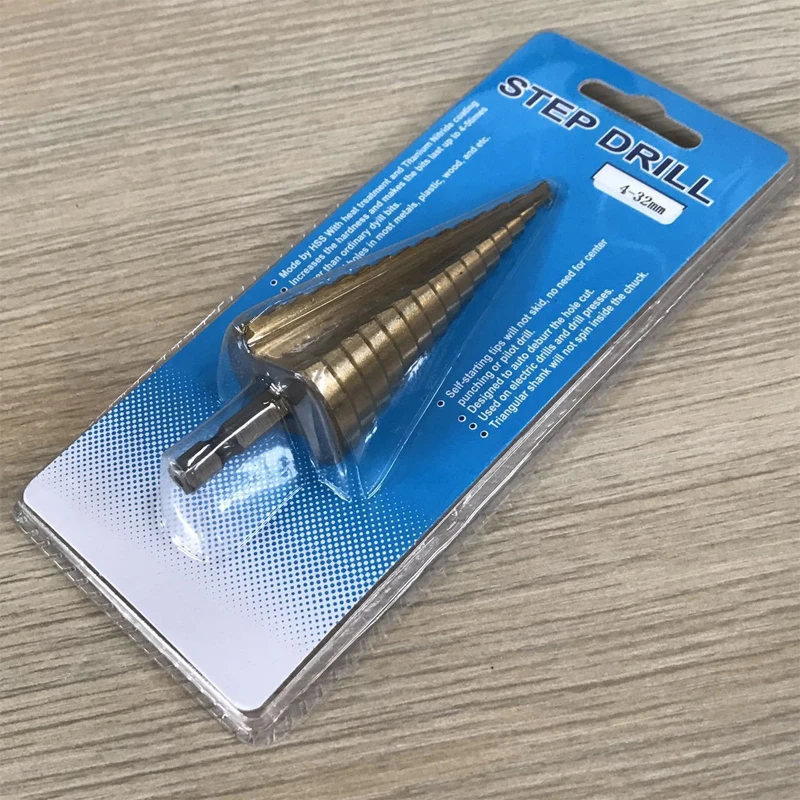 1 / set of triangular and hexagonal handle step drill tower pagoda metal cutter bit useful drill bit 12 spiral groove plate hole