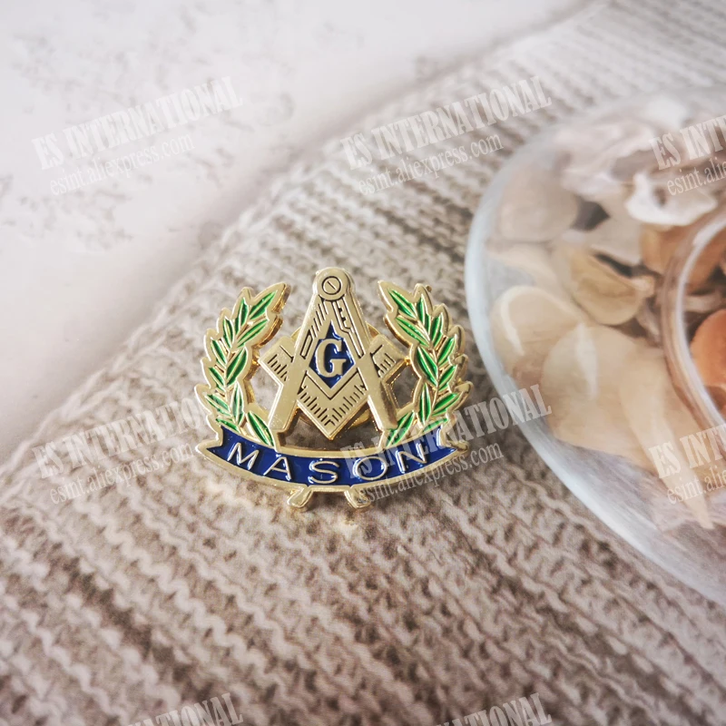 الماسونية التلبيب دبابيس تذكارية شارة ميسون Freemason BLM70 الزيتون فرع السلام الصداقة Size2.6 * 2.3 سنتيمتر سبائك مطلية بالذهب الزنك #1