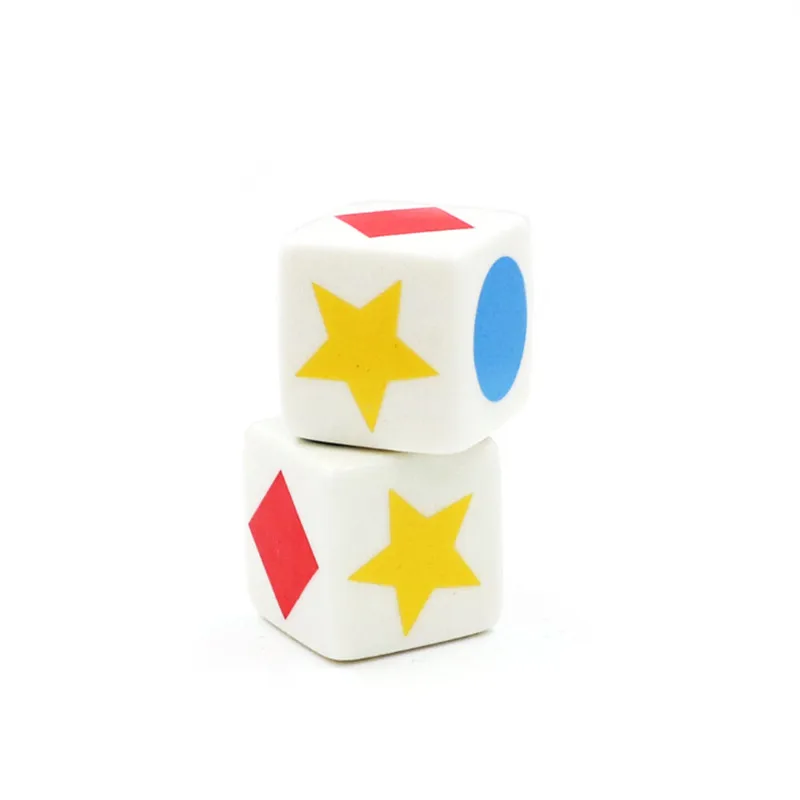2 unids/lote de dados de patrón, gráficos, dados de esquina cuadrados de 6 lados para juego de cognición, accesorio divertido para juego de mesa de