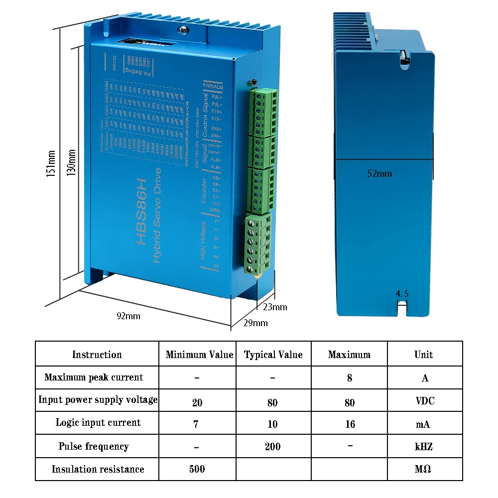 1 pcs HBS860H/HBS86H Hybrid servo drive AC 20-80V DC 30-110V SW1-SW8 RS232 for Nema34 close loop servo motor