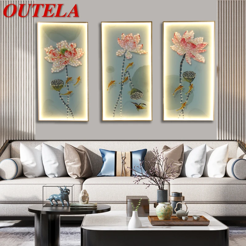 

OUTELA Wall Sconces Light Three Pieces Suit Lamps Lotus Figure LED Contemporary Creative For Home