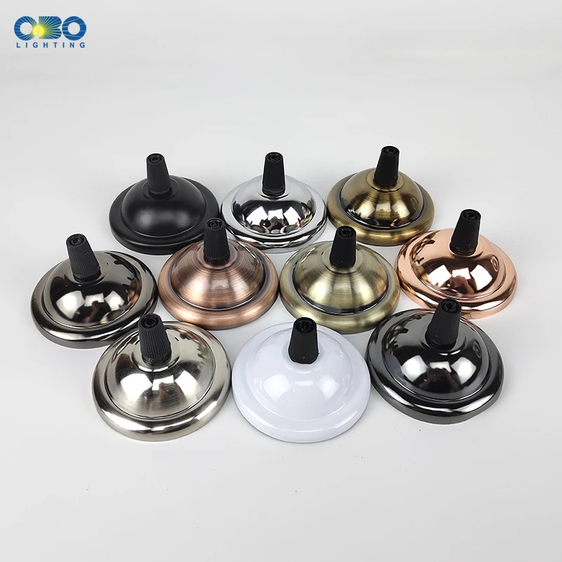 Ceiling Plate Lamp Base DIY Round Iron+ Lock line Black/White/Gold/Silver/ 66mm Pendant Lamp Base