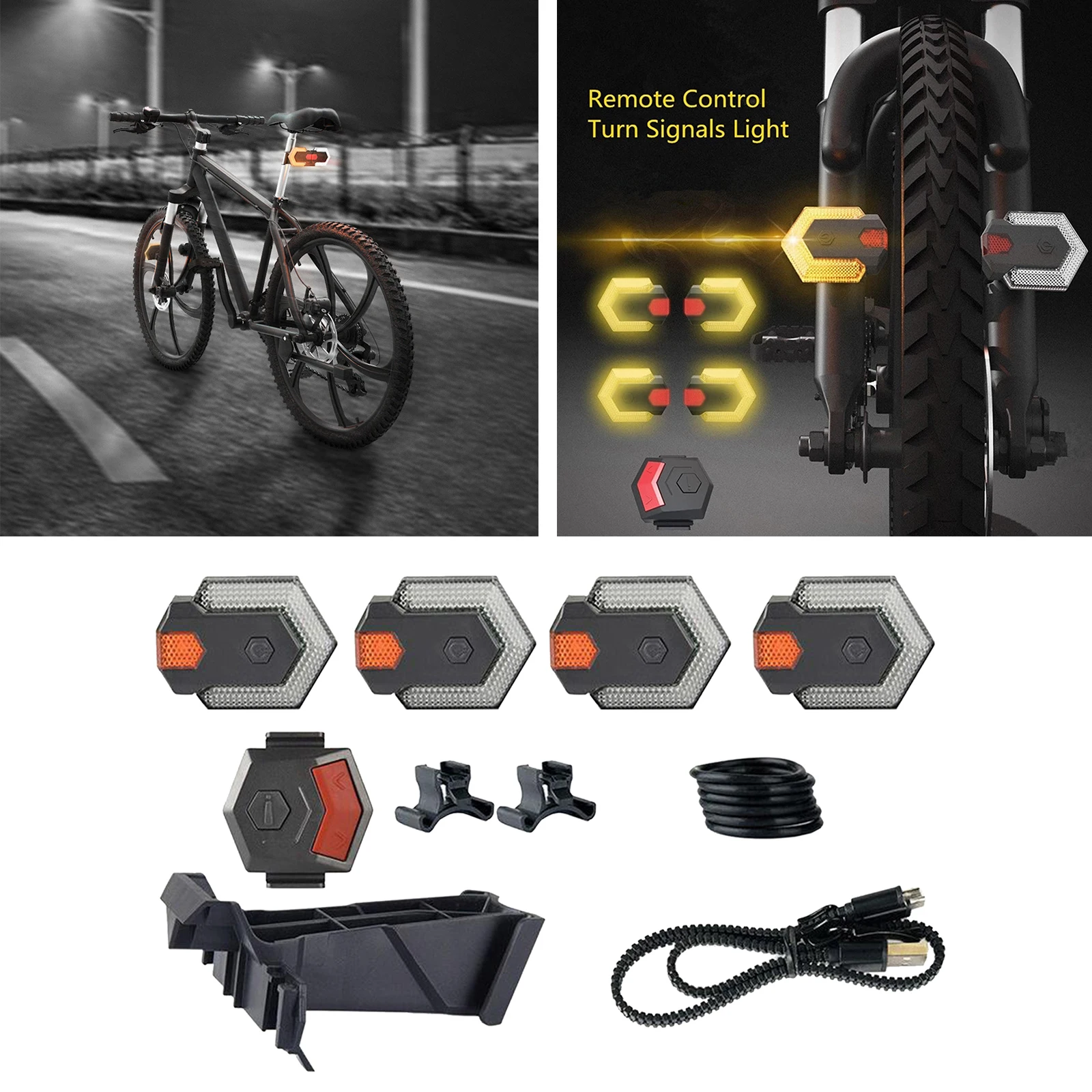 1 Set Bike Turn Signals Front Rear Light Smart Wireless Remote Control Bike Light Cycling Safety Warning LED Taillight Outdoor