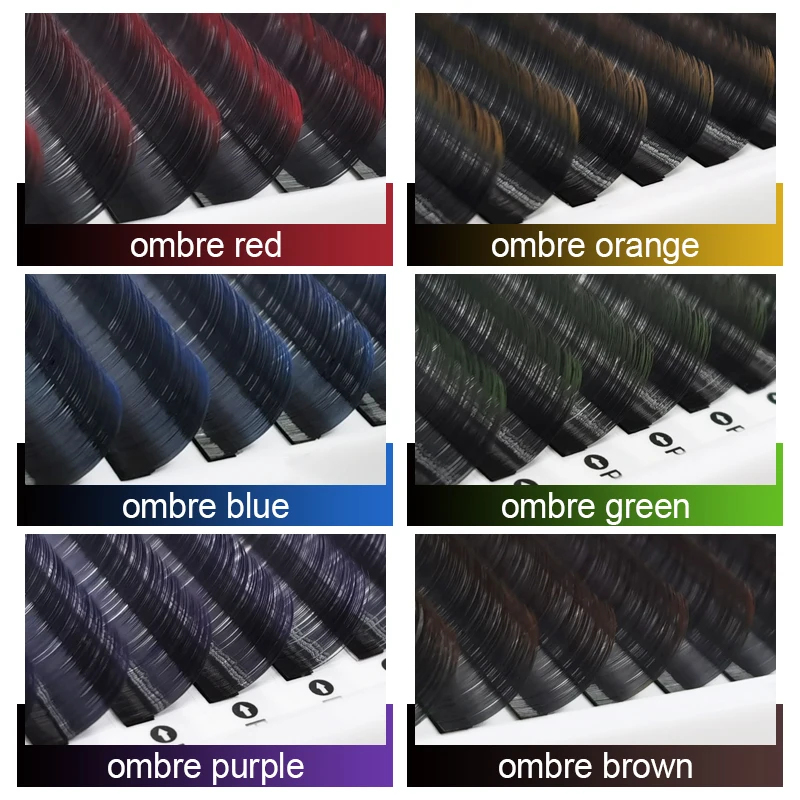 Seamulan Ombre Gradiënt Rood Groen Blauw Paars Kleur Wimper Extension Individuele Faux Nertsen Valse Wimpers Make