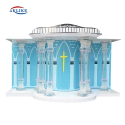 Popular Podium Church Service Lectern Clear Crystal Rostrum Pastor Cross Pulpit Wedding Ceremony Platform Modern Free Shipping