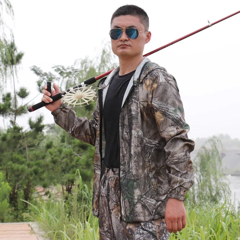 Summer Ultra-Thin Bionic Camouflage Suit Anti-Mosquito Fishing Hunting Clothes Tactical Ghillie Suit Jacket Pants Set