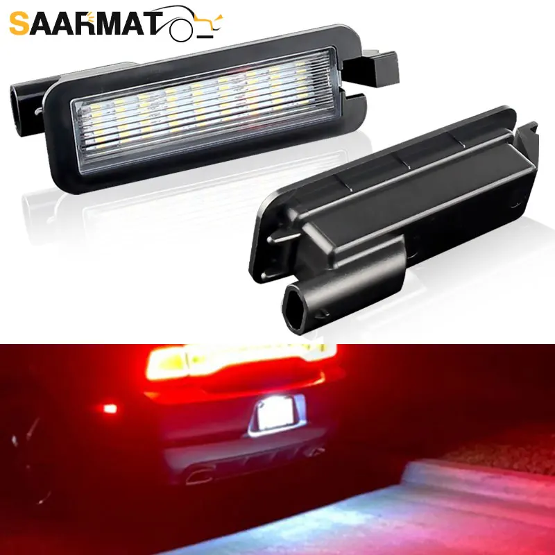 2pcs 18-LED CAN-bus error free White 12V-24V for Dodge Charger Challenger Pacifica Jeep Compass RAM 1500 License Plate Lamp